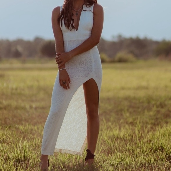 Sau Cream White Lace Ankle Length Dress Size 2 - Picture 4 of 15